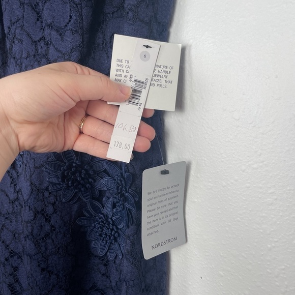 NWT Maggy London Navy Valentine Midi Dress with 3-d floral appliques Sz. 6 - Picture 13 of 13